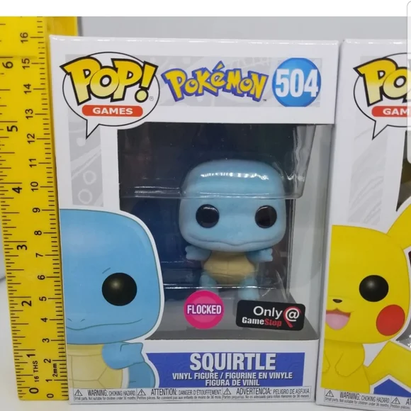 Pokemon Flocked Funko Pop! Pikachu Squirtle Charmander Exclusives with Protector - Picture 2 of 11